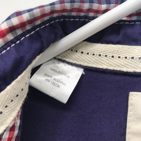 Rolling Paper Brand‎ Button Up Mens Shirt 3XL Long Sleeve Red Blue Plaid Cotton. - Picture 7 of 8